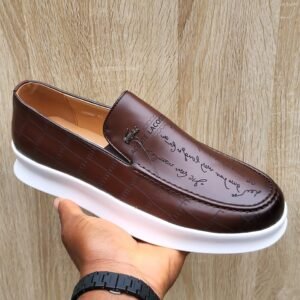 Lacoste Script Print Leather Loafer