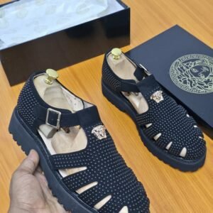 Studded Caged Leather Sandals