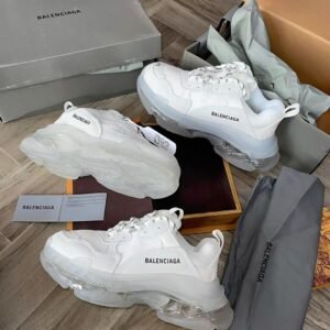 Balenciaga Triple S Clear Sole Sneakers in White