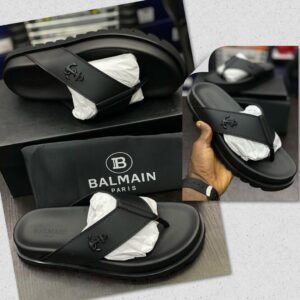 Balmain Paris Leather Thong Slides