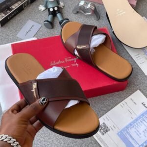 Salvatore Ferragamo "Siena" Criss-Cross Leather Slides