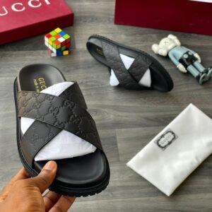 Gucci Signature Woven Leather Slides