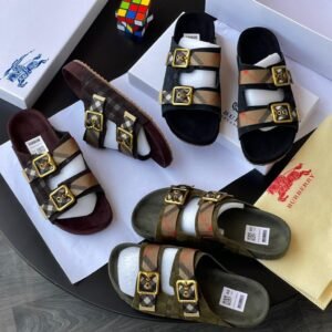 Burberry Signature Check Double-Buckle Slides