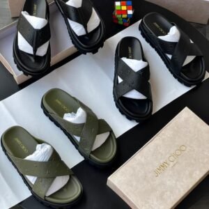 Jimmy Choo Star-Embossed Chunky Leather Slides