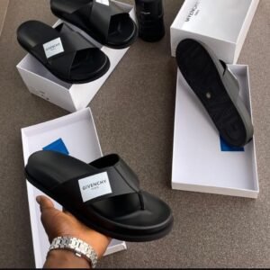 Givenchy Paris Label Leather Thong Slides
