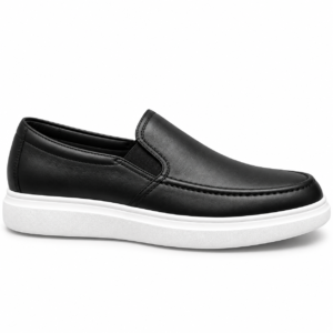 Black Leather Slip-On Loafers, main view