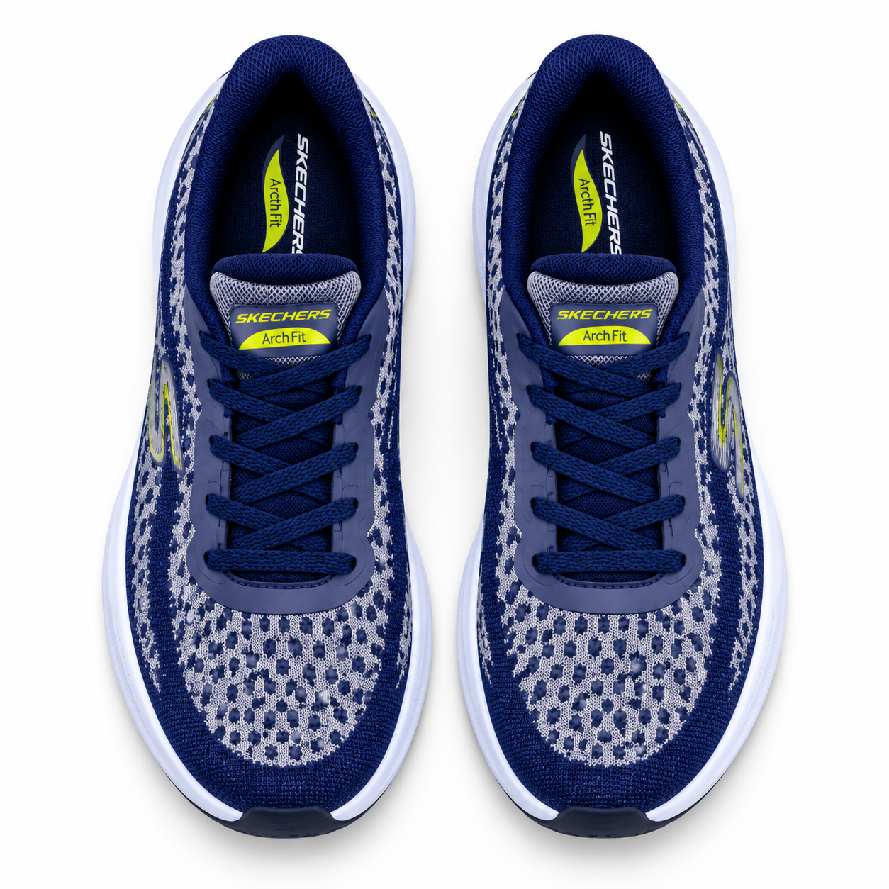 Navy Skechers Arch Fit Running Shoe, view 3