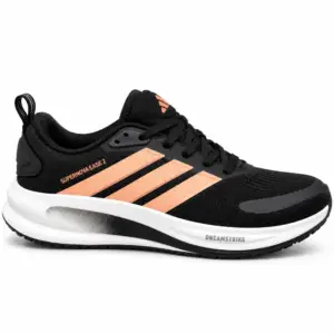 Black and Coral Adidas Running Sneakers - main view