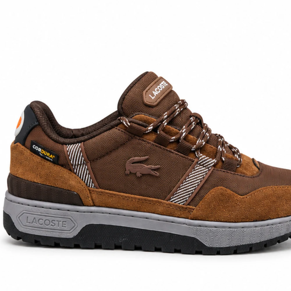 Men's Brown Lacoste Low-Top Sneakers - alternative side view