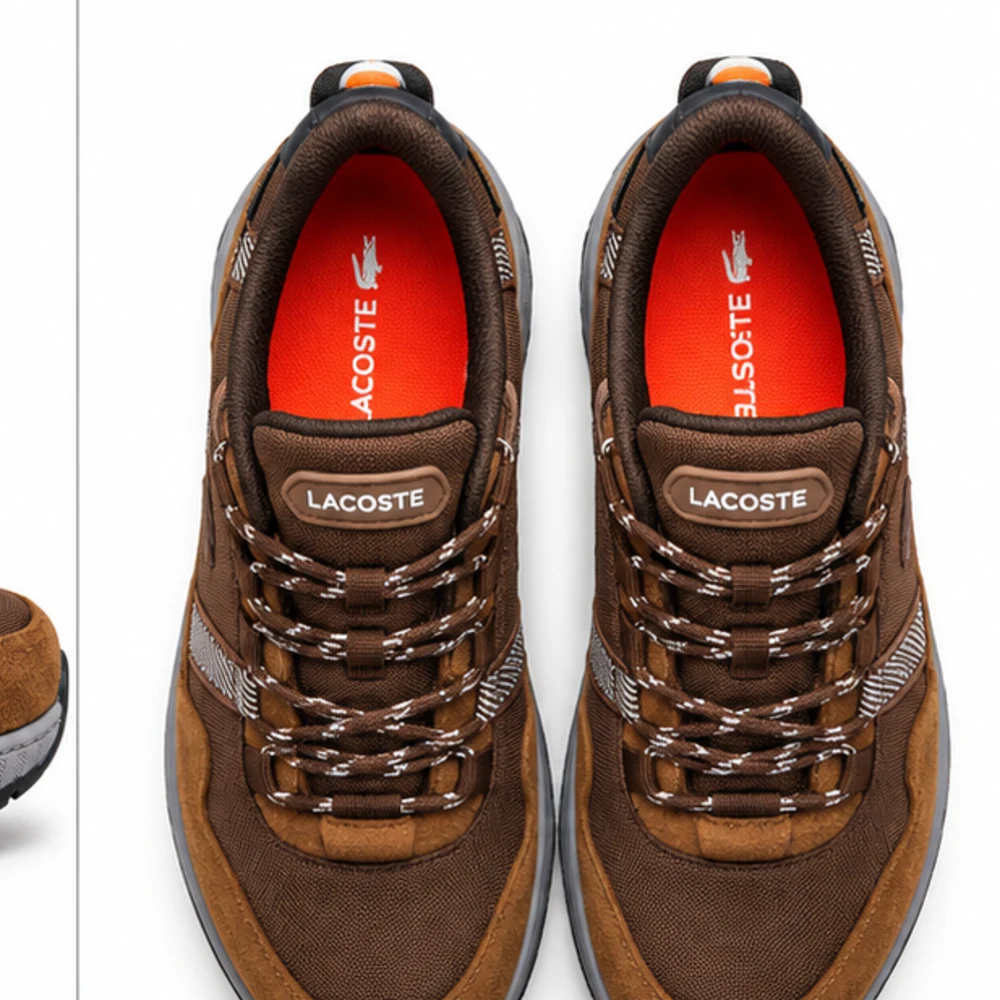 Men's Brown Lacoste Low-Top Sneakers - top-down view