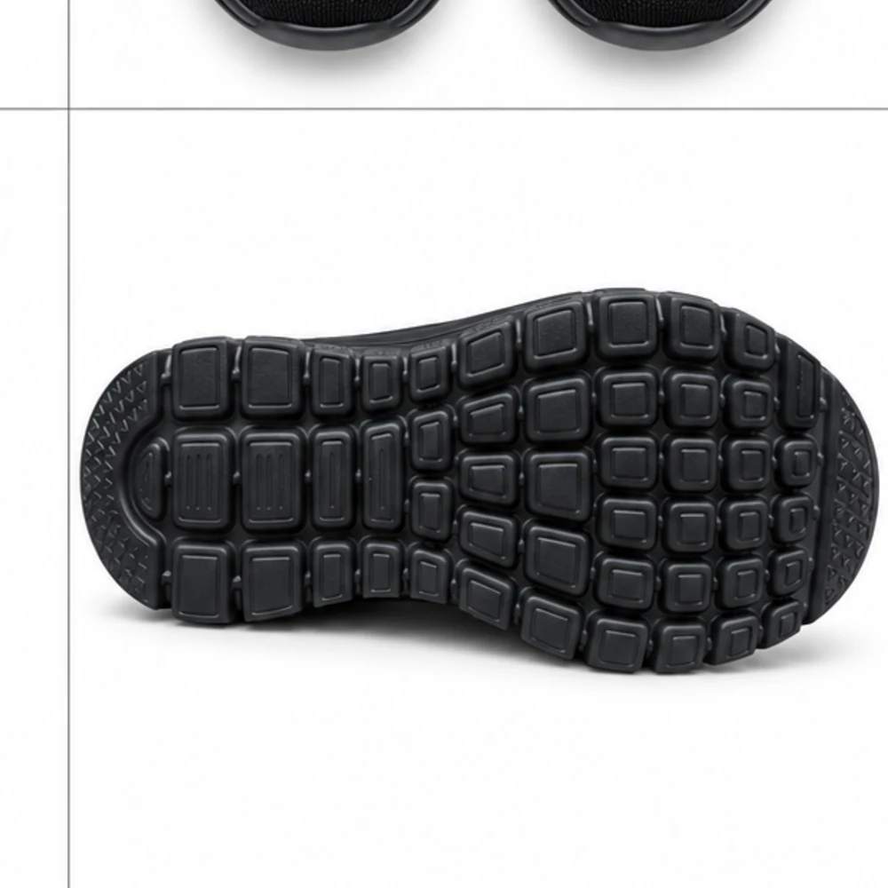 Men's Black Knit Slip-On Sneakers - outsole view