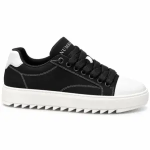 Men's Black Ridged-Sole Low-Top Sneakers - main view