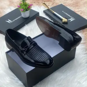Men's Black Woven-Vamp Horsebit Loafers - original shop photo