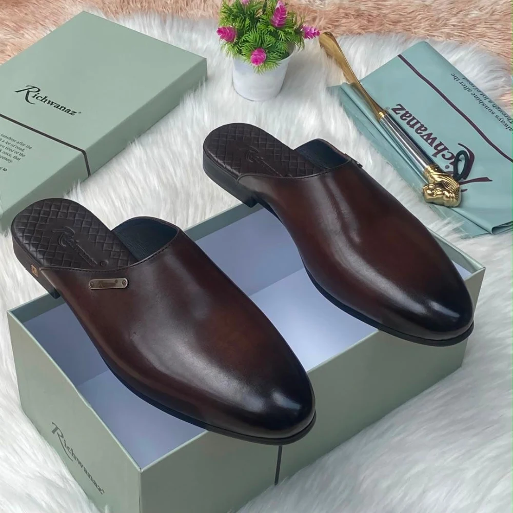 Men's Brown Plain Half Shoes - original shop photo