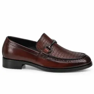 Men's Brown Woven Horsebit Loafers - main view