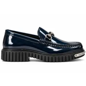 Men's Navy Patent Horsebit Chunky-Sole Loafers - main view
