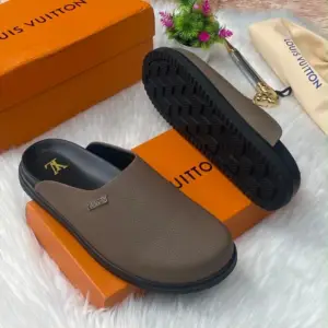 Men's Taupe Slip-On Clog Half Shoes - original shop photo