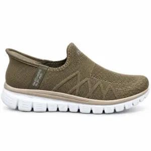 Men's Olive Green Knit Slip-On Sneakers - main view