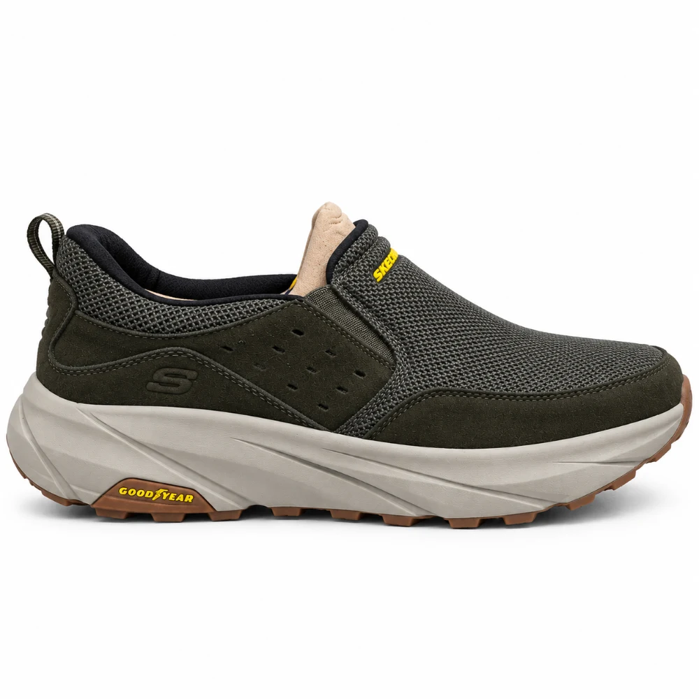 Men's Olive Slip-On Comfort Sneakers - main view