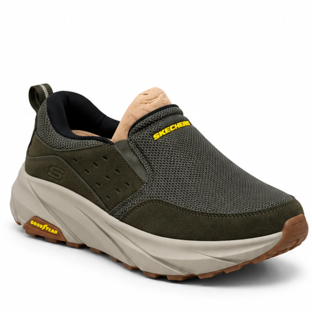 Men's Olive Slip-On Comfort Sneakers - alternative side view