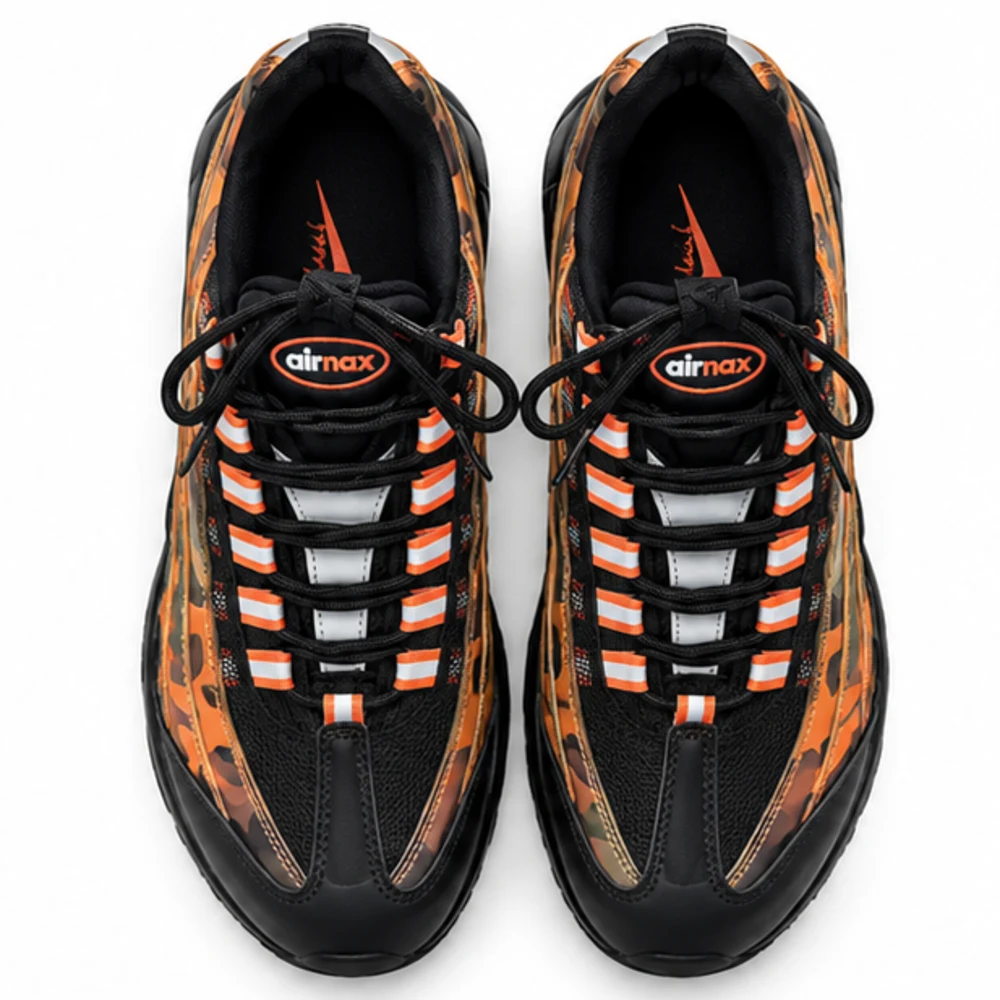 Orange Camo Nike Air Max Sneakers - top-down view