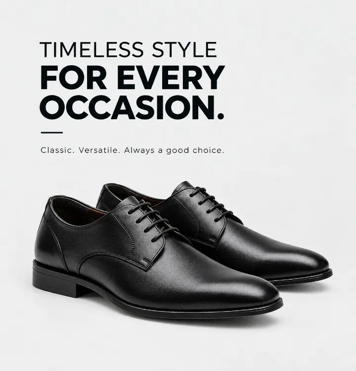 Black leather Oxford dress shoes for men, Baggiva Stores