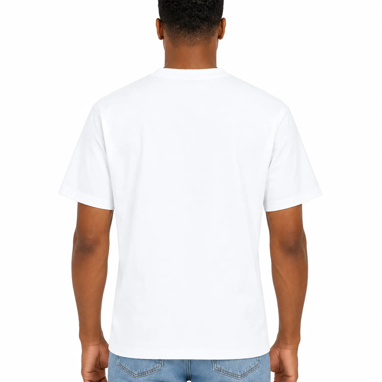 White plain crew-neck t-shirt, back view