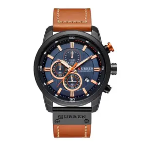 Curren Aviator Navy & Cognac watch