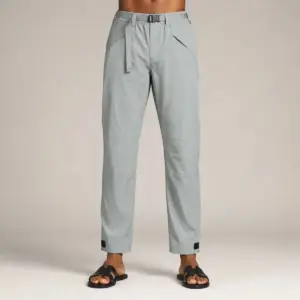Men’s Utility Belted Tapered Trousers – Ice Blue