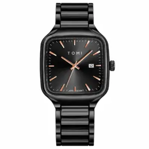 Tomi Quadrant Gift Set Black & Rose Gold watch