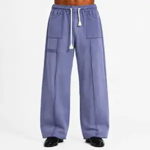 Washed Indigo Utility Wide-Leg Joggers